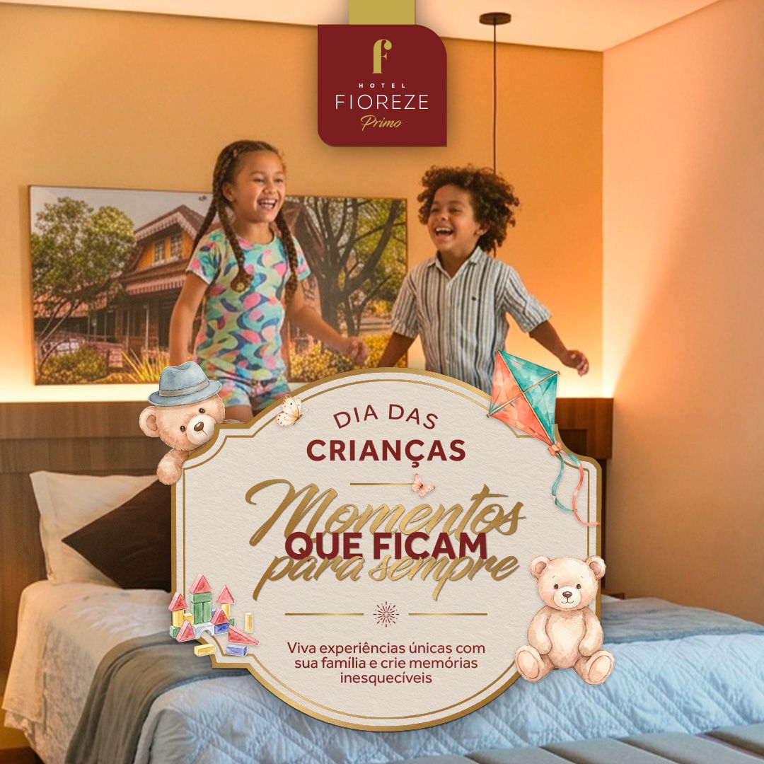 Duas crianças na campanha de Dia das Crianças do Fioreze Primo