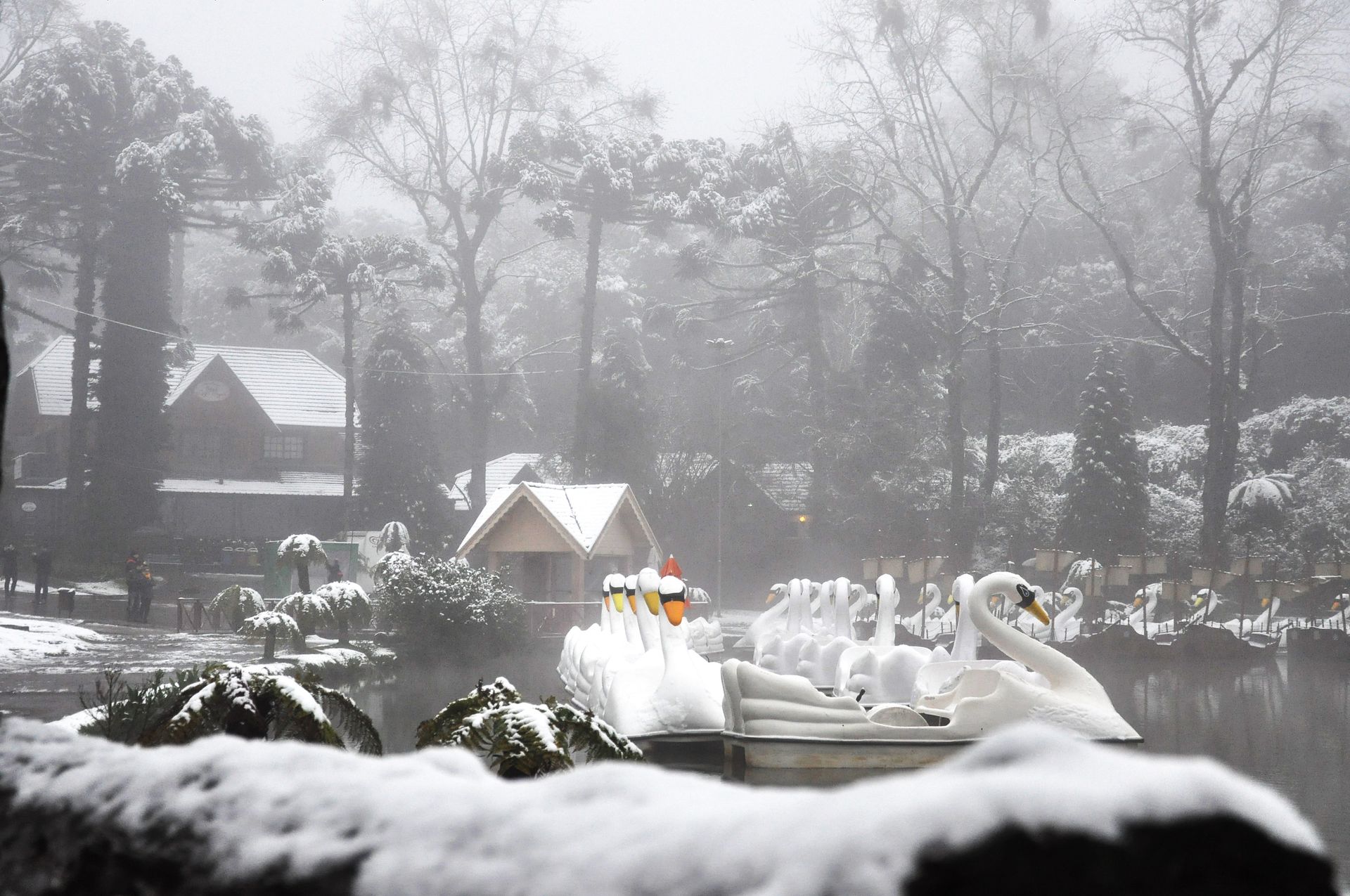 Lago Negro coberto de neve